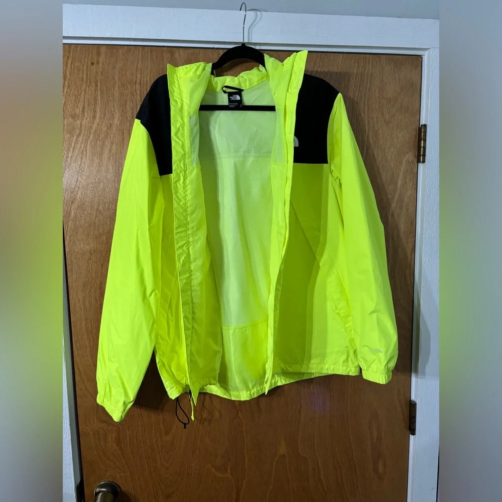 The North Face Neon Yellow and Black Windbreaker Coat